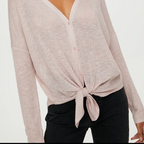 Aritzia Babaton Tie Up Long Sleeve Tee - Picture 1 of 11